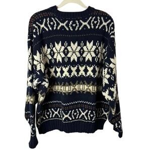 Vintage 90's Adirondack Sweater Holiday Vibes Blue and White Men's sz. XL